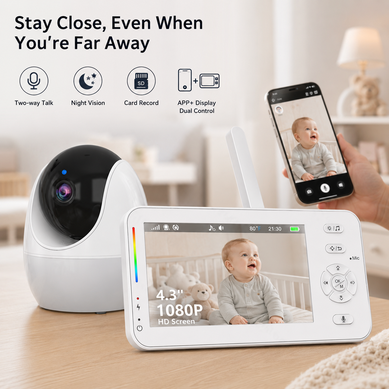 WiFi 1080P Baby Monitor 4.3